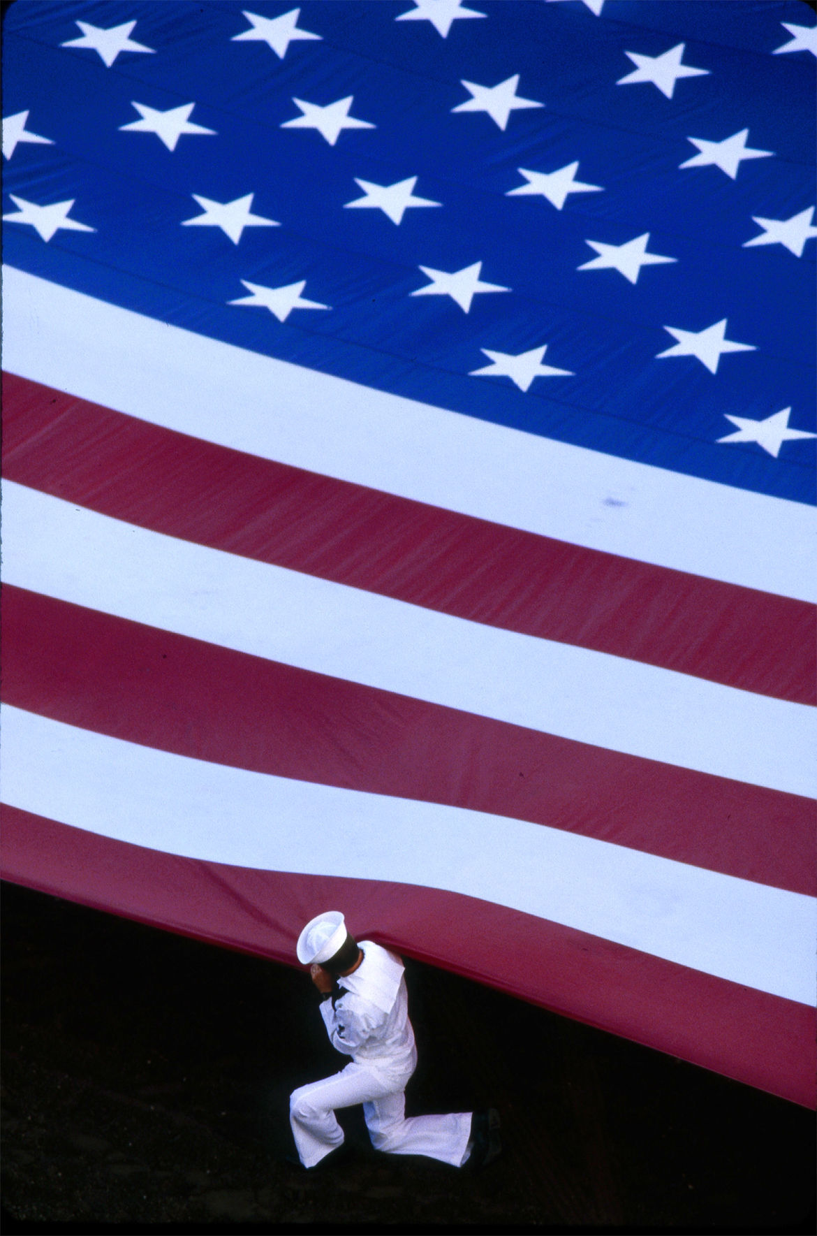 Holding up the flag